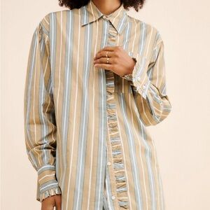 Damson Madder Kylie Stripe & Ruffle Button-Down Shirt